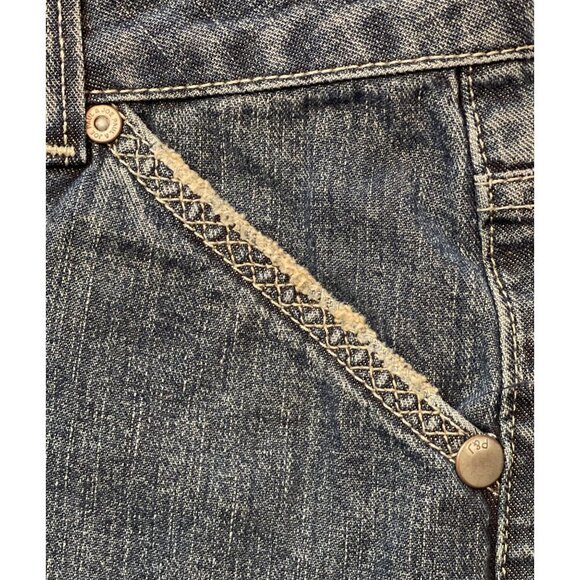 PAUL‎ & JOE Dark Denim Mini Skirt Juniors Size 7 Embroidered Owls y2K-Style Wash - Picture 7 of 9